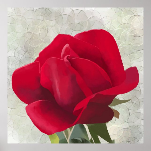 Red rose watercolor  poster (Front)