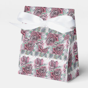 Red Rose Watercolour and Ink Party Cake Favour Box