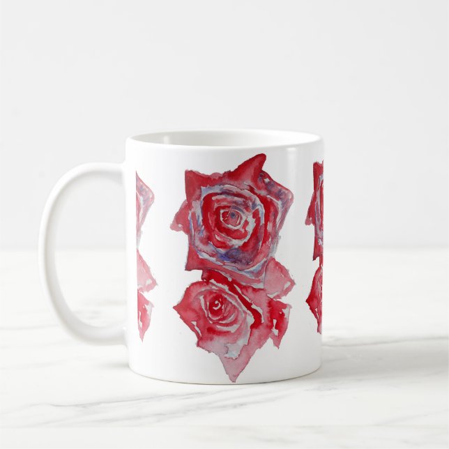 Red Rose Watercolour Mug (Left)