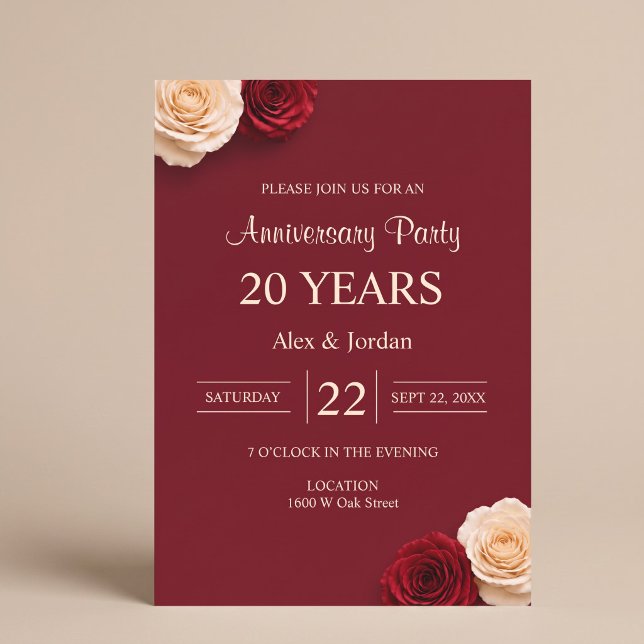 Red Rose Wedding Anniversary Invitation (Creator Uploaded)
