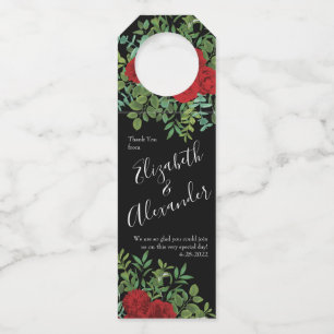 Red Rose Wedding Bottle Tag