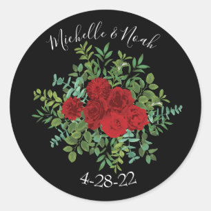 Red Rose Wedding Classic Round Sticker