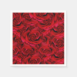 red rose wedding collage napkin