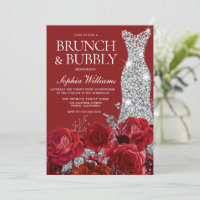 Red Rose Wedding Dress Brunch Bubbly Bridal Shower