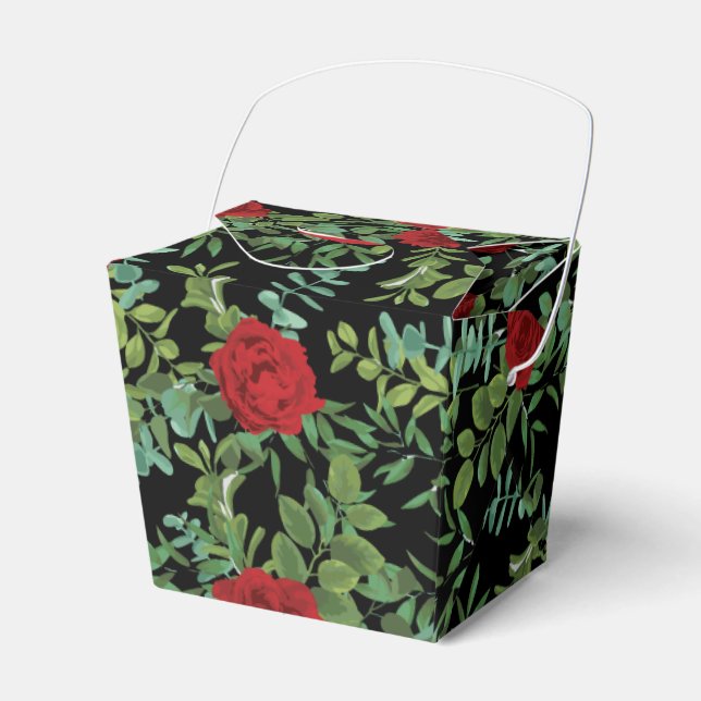 Red Rose Wedding Favor Box (Front Side)