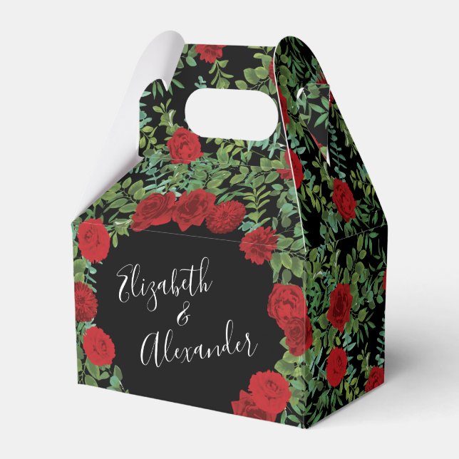 Red Rose Wedding Favor Box (Front Side)
