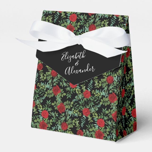 Red Rose Wedding Favor Box (Front Side)