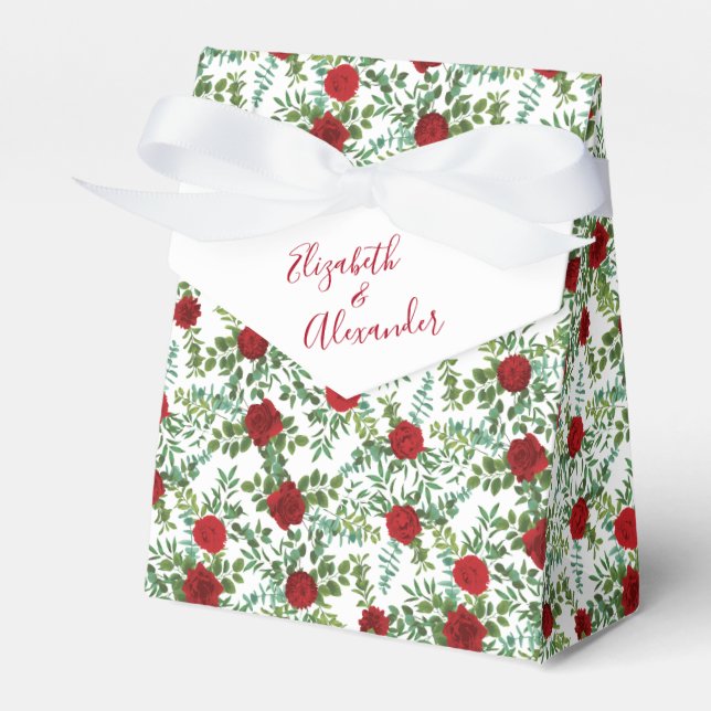 Red Rose Wedding Favor Box (Front Side)