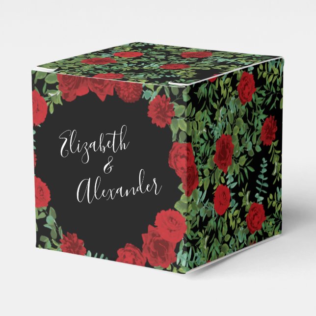 Red Rose Wedding Favor Box (Front Side)