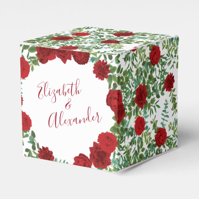 Red Rose Wedding Favor Box (Front Side)
