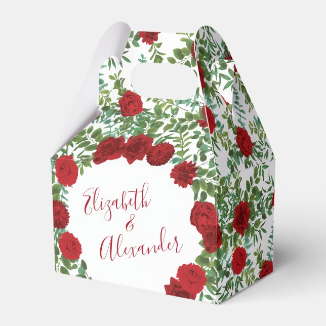 Red Rose Wedding Favor Box (Front Side)