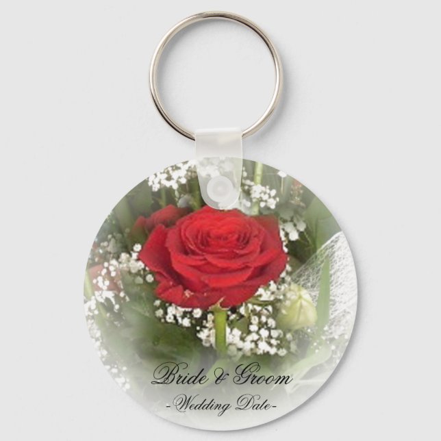 Red Rose Wedding Favour Keychain (Front)
