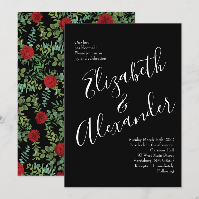 Red Rose Wedding Invitation (Front/Back)