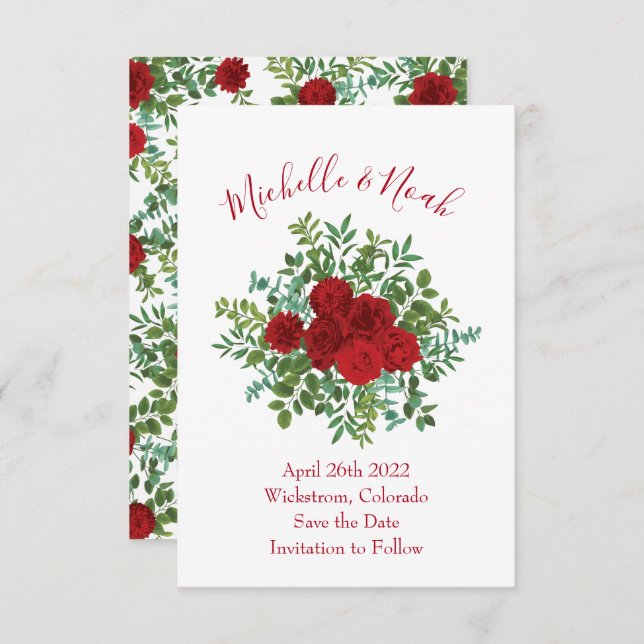 Red Rose Wedding Invitation (Front/Back)