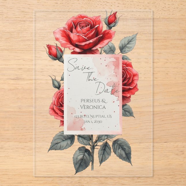 Red Rose Wedding Invitation (Front)