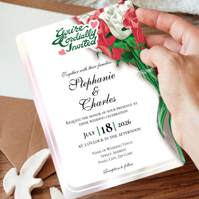 Red Rose Wedding Invite - Green Letters 2 (Creator Uploaded)