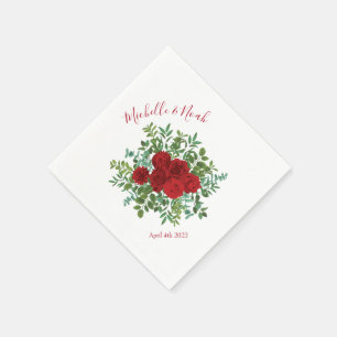 Red Rose Wedding Napkin
