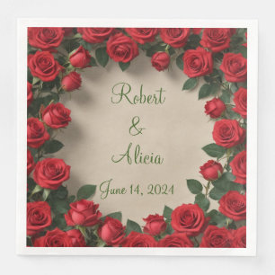 Red Rose Wedding Napkin