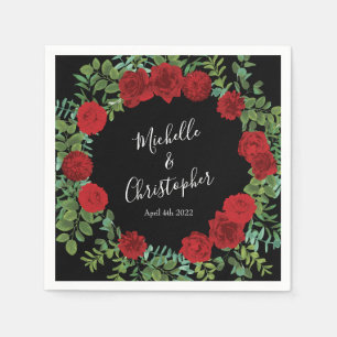 Red Rose Wedding Napkin
