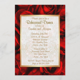 Red Rose Wedding Rehearsal Dinner Invitation
