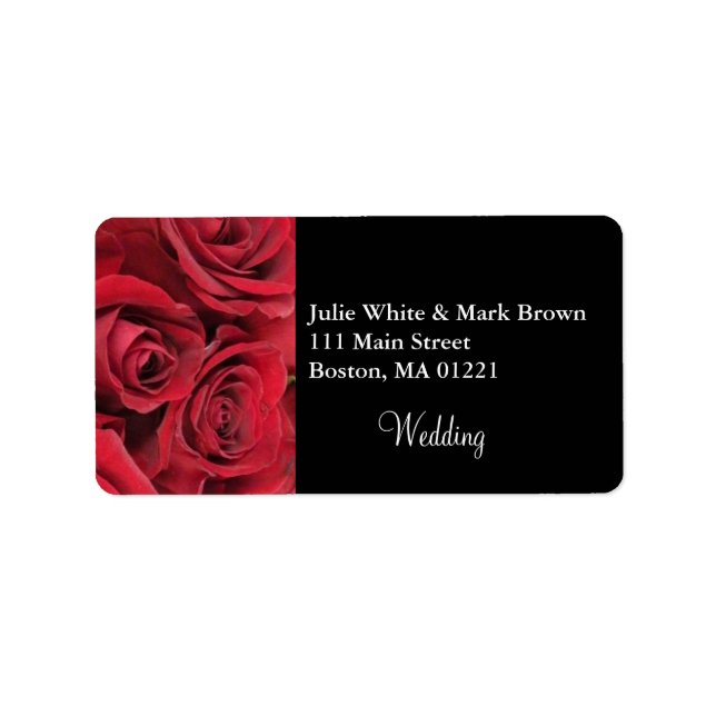 Red Rose Wedding Return Address Label (Front)