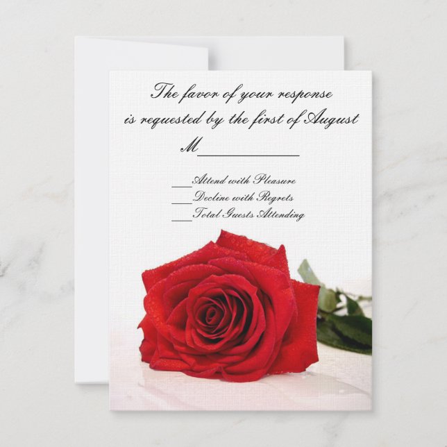 Red Rose Wedding RSVP Card (Front)