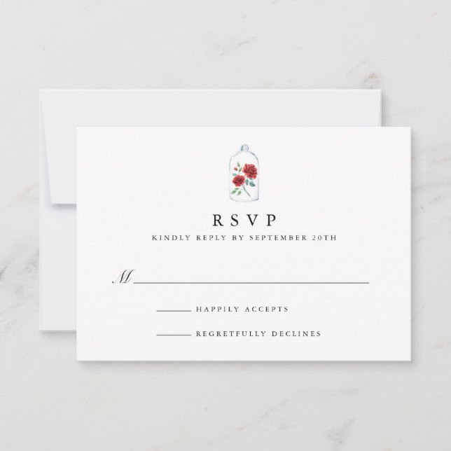 Red Rose Wedding RSVP Cards (Front)