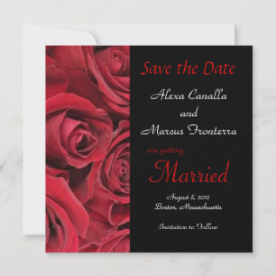 Red Rose Wedding Save the Date Announcement Card