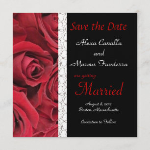 Red Rose Wedding Save the Date Card