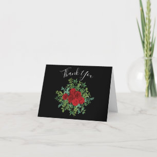 Red Rose Wedding Thank You Card
