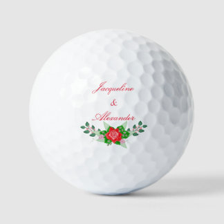 Red Rose Wedding Theme Party Favour Golf Balls