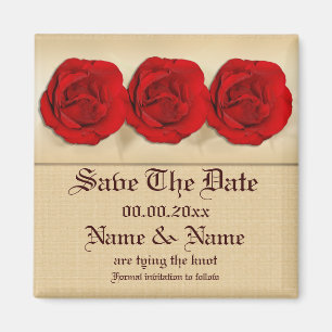 Red rose wedding trio Personalized Magnet