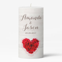 Red rose wedding unity pillar candle hhn01