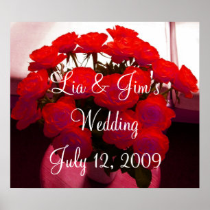 Red Rose Wedding Valentine Poster - Customizable