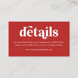 Red Rose Wedding Website Enclosure Card