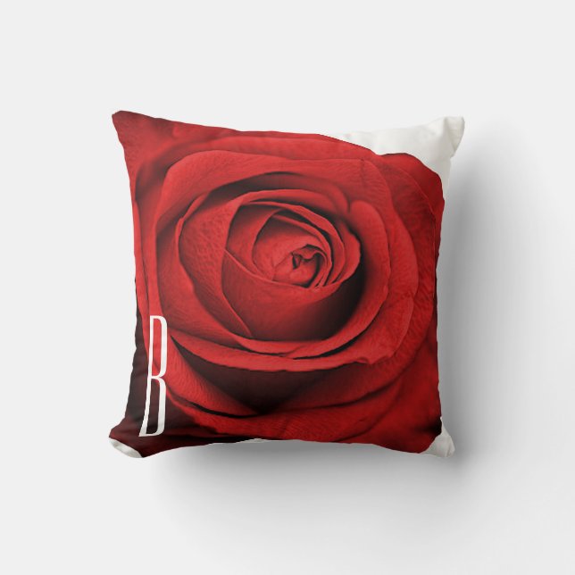 Red Rose White (Any Colour) Rustic Glam Custom Throw Pillow (Front)