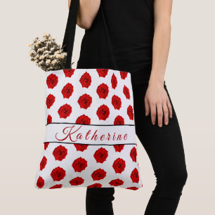 Red Rose White Personalized Tote Bag