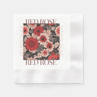 Red Rose White Rose Napkin