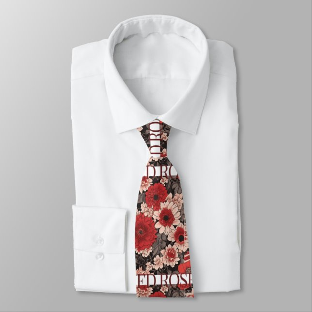 Red Rose White Rose  Tie (Tied)