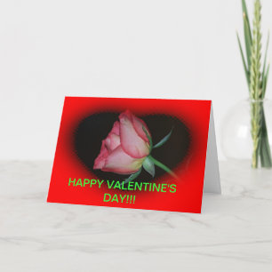 RED ROSE with a HEART VALENTINE'S DAY CARD