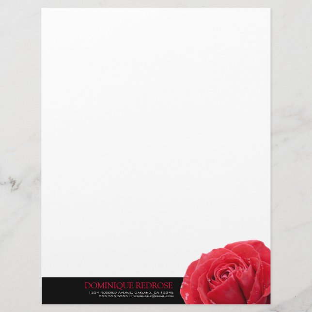 Red Rose with Black Accent Letterhead (Front)