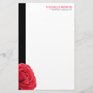 Red Rose with Black Accent Stationery