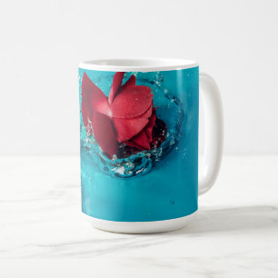  Red rose with Blue background Coffee Mug