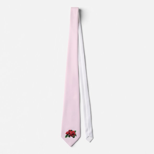 Red Rose with Buds and Leaves Tie (Front)