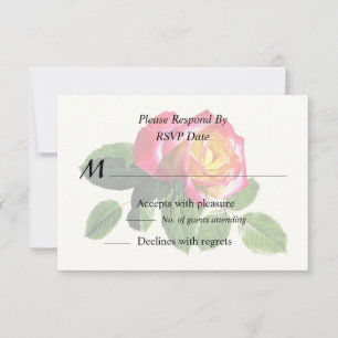 Red Rose With Golden Yellow Center RSVP Card