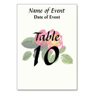 Red Rose With Golden Yellow Centre Table Number