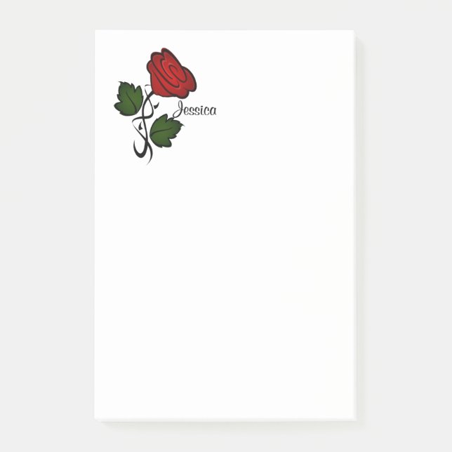 Red Rose with Name Post-it Notes (Front)