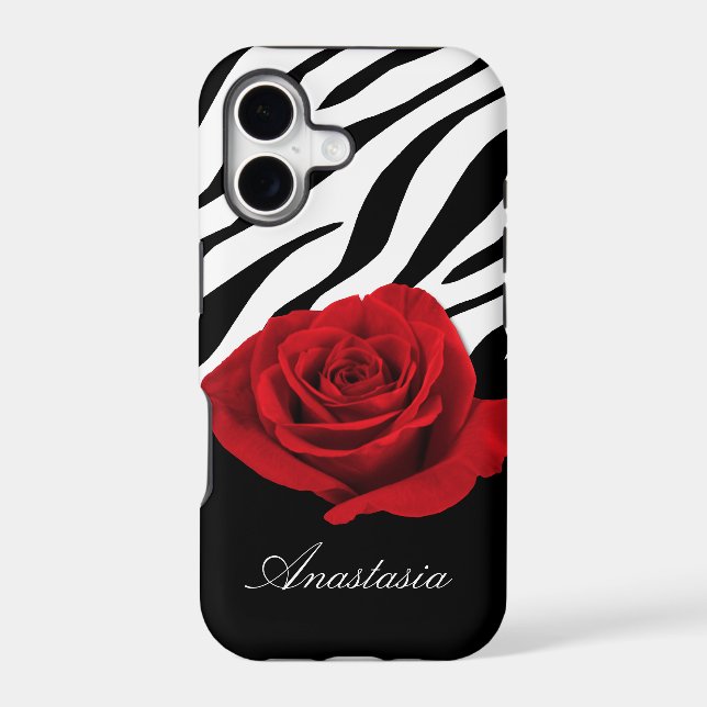 Red Rose Zebra Print personalized iPhone 5 Case (Back)