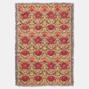 Red RoseArts and Crafts Style Throw