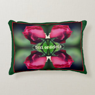 Red Rosebud Bending Abstract Personalized Accent Pillow